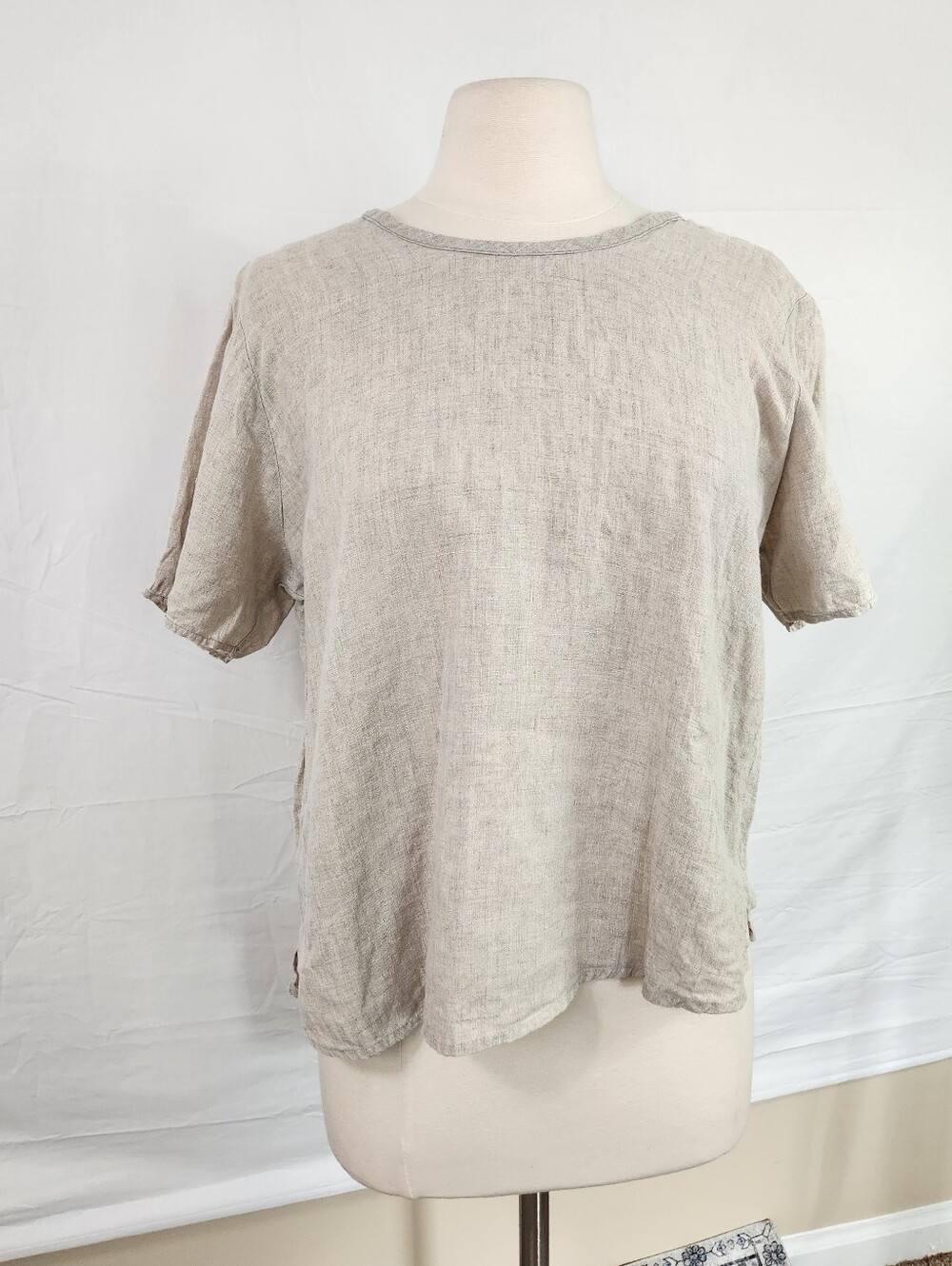 Flax 100% Linen Asymmetrical hem blouse